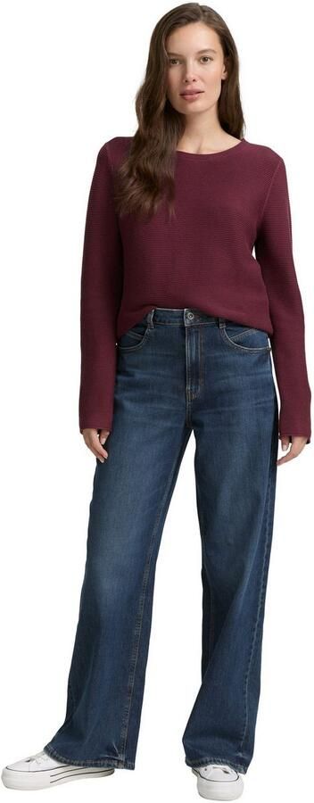 Tom Tailor Trui met ronde hals van ribbreisel - Foto 5