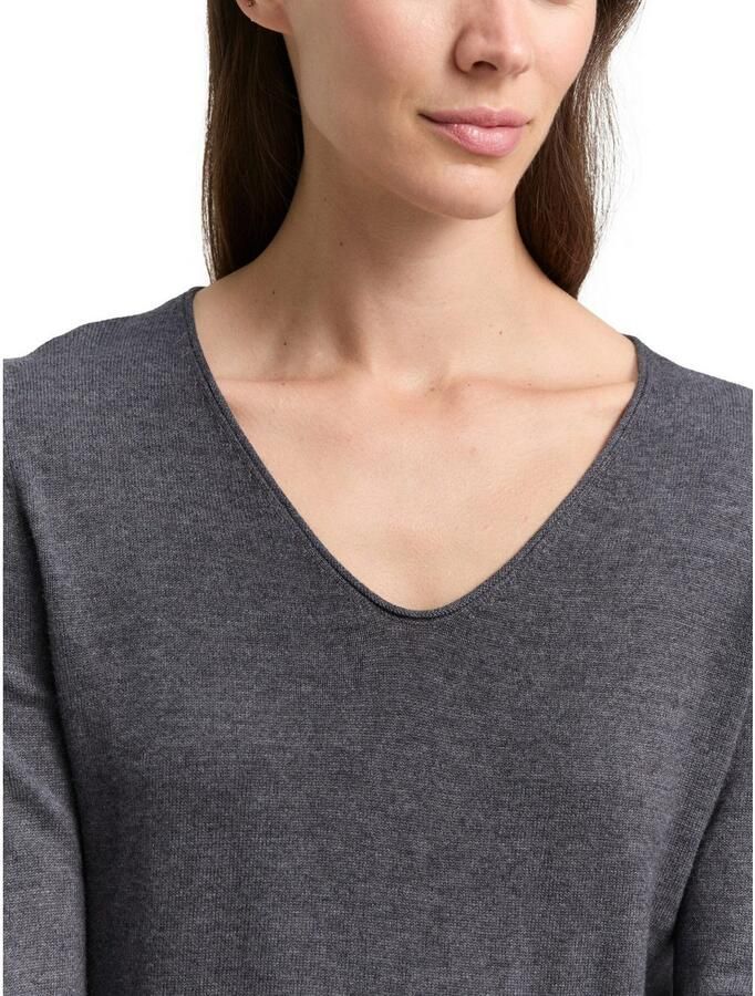 Tom Tailor Trui met V-hals gemaakt van fijn breisel - Foto 6