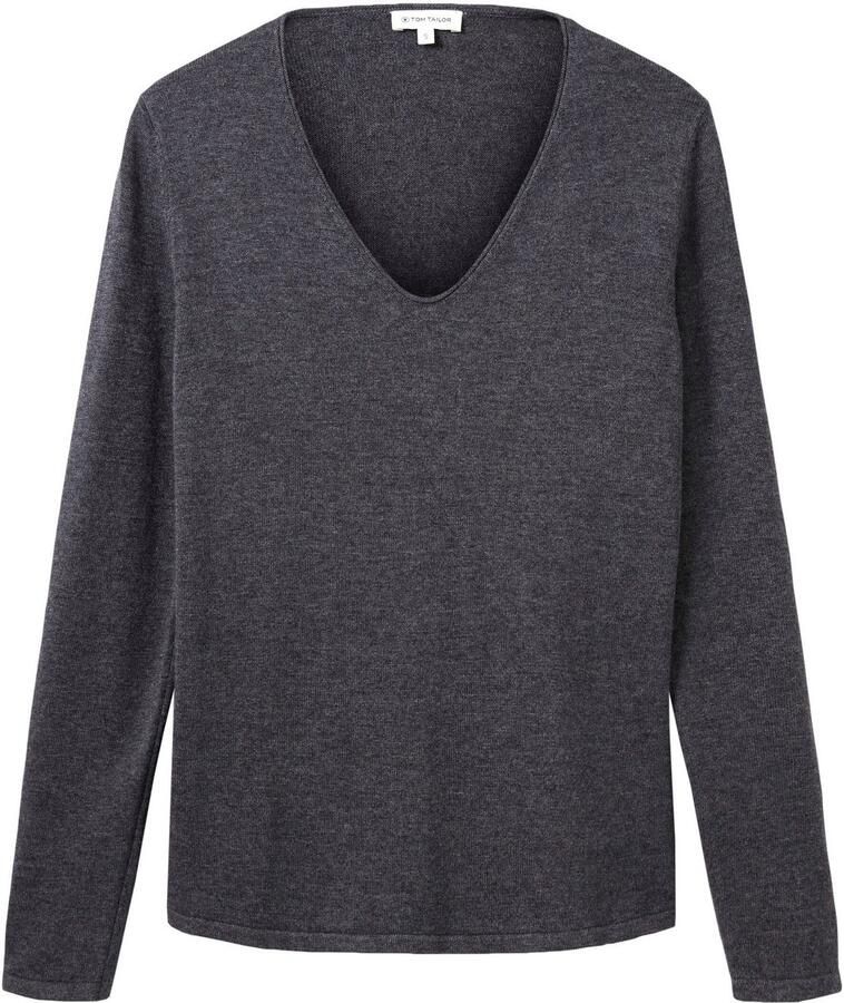 Tom Tailor Trui met V-hals gemaakt van fijn breisel