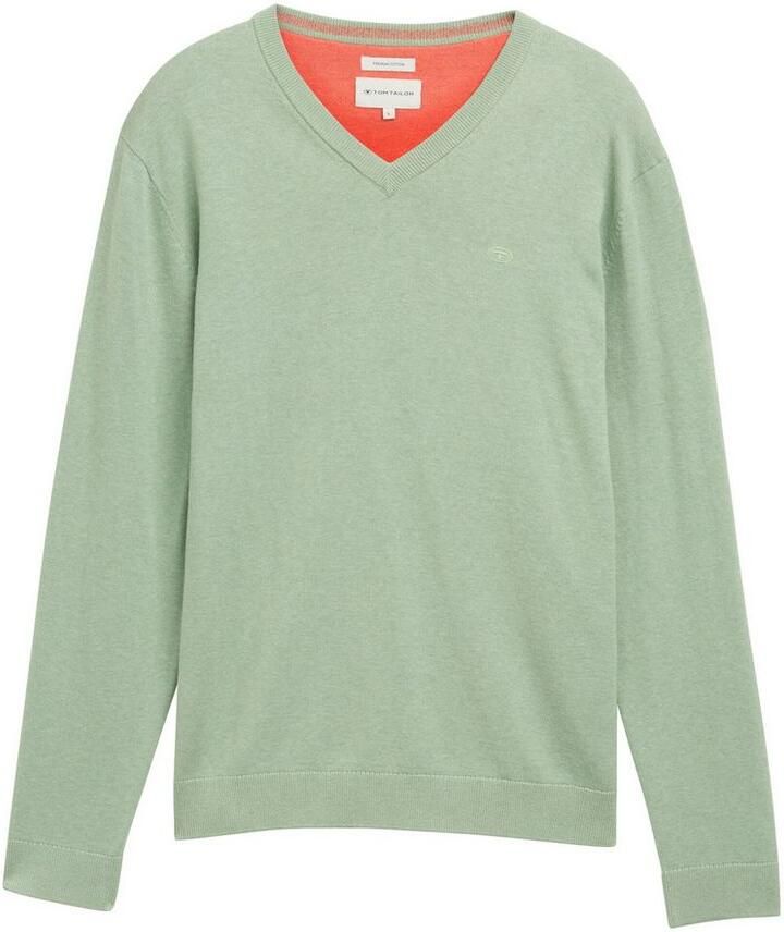 Tom Tailor Trui met V-hals met klein logoborduursel