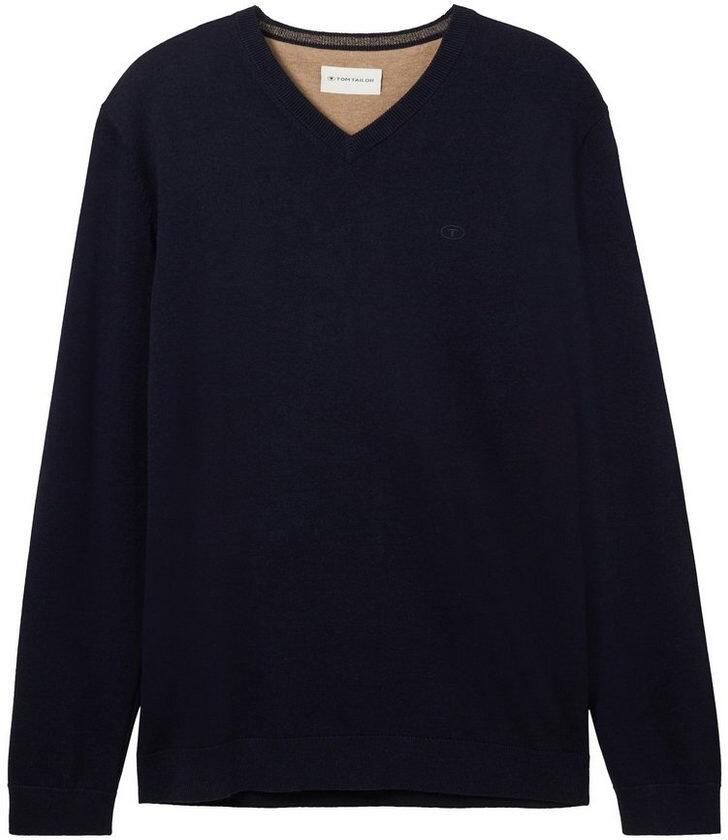 Tom Tailor Trui met V-hals met klein logoborduursel