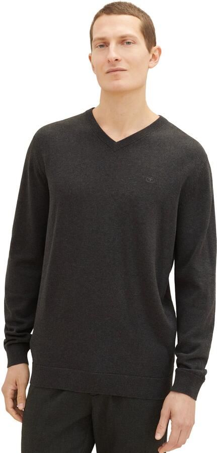 Tom Tailor Trui met V-hals met klein logoborduursel - Foto 6