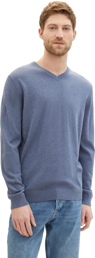 Tom Tailor Trui met V-hals met klein logoborduursel - Foto 4