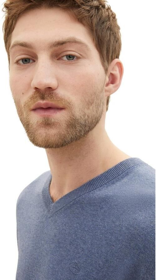 Tom Tailor Trui met V-hals met klein logoborduursel - Foto 2