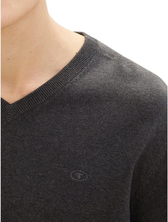 Tom Tailor Trui met V-hals met klein logoborduursel