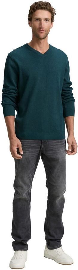 Tom Tailor Trui met V-hals met klein logoborduursel - Foto 5