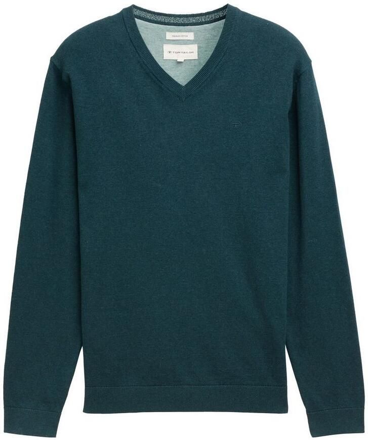 Tom Tailor Trui met V-hals met klein logoborduursel