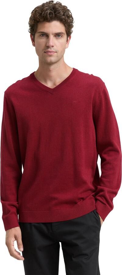 Tom Tailor Trui met V-hals met klein logoborduursel - Foto 6