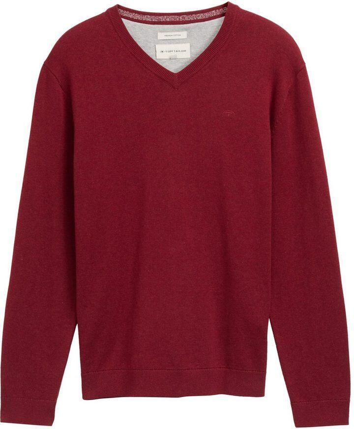 Tom Tailor Trui met V-hals met klein logoborduursel