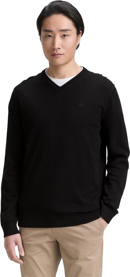 Tom Tailor Trui met V-hals met klein logoborduursel - Foto 6