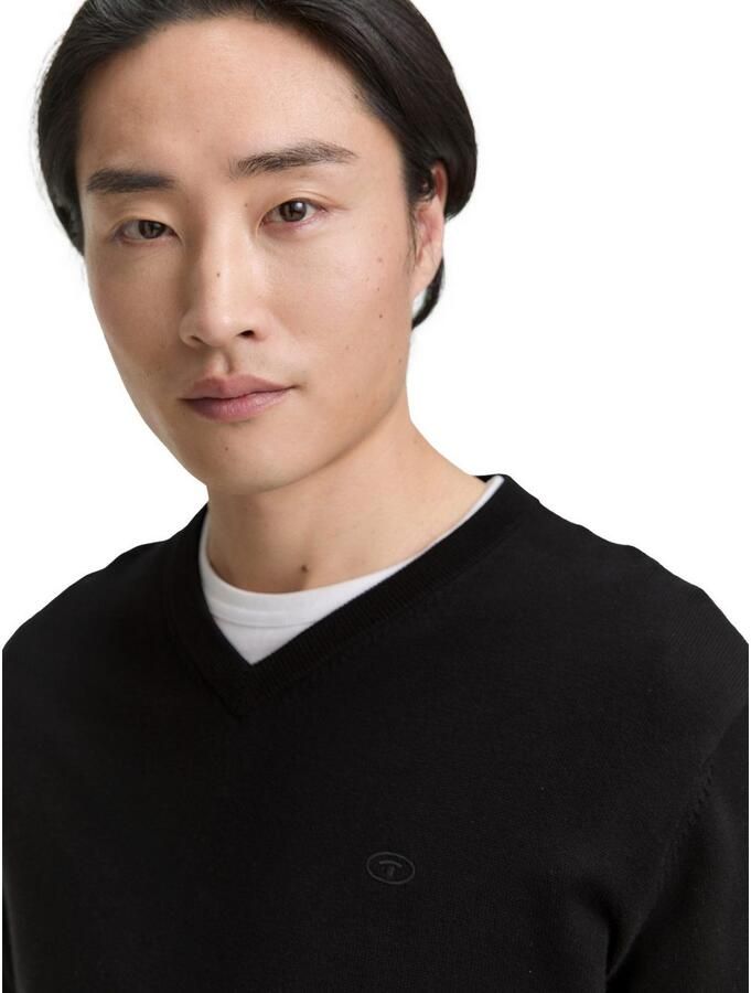 Tom Tailor Trui met V-hals met klein logoborduursel - Foto 3