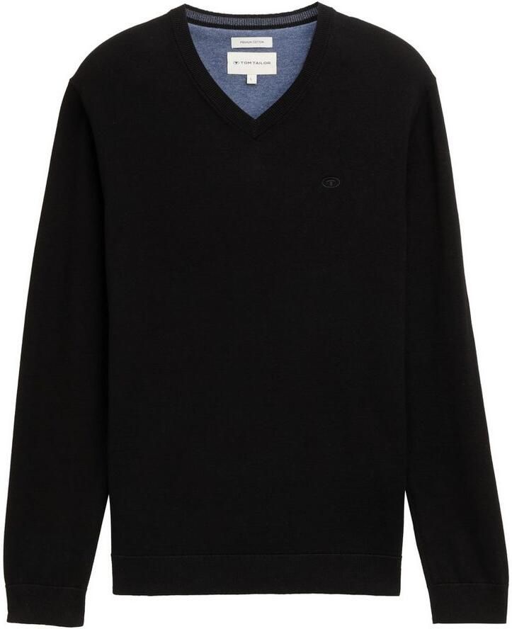 Tom Tailor Trui met V-hals met klein logoborduursel