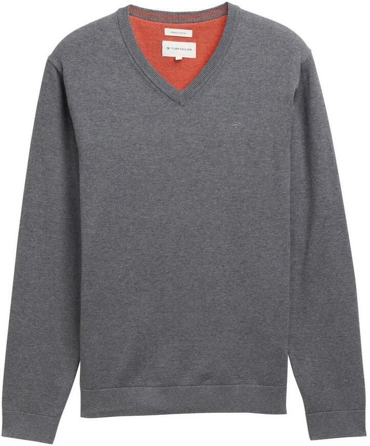 Tom Tailor Trui met V-hals met klein logoborduursel