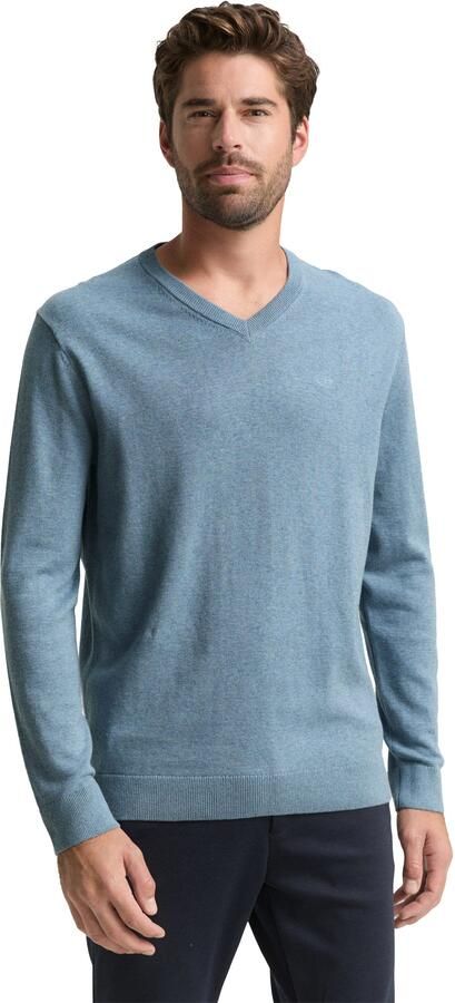 Tom Tailor Trui met V-hals met klein logoborduursel - Foto 6