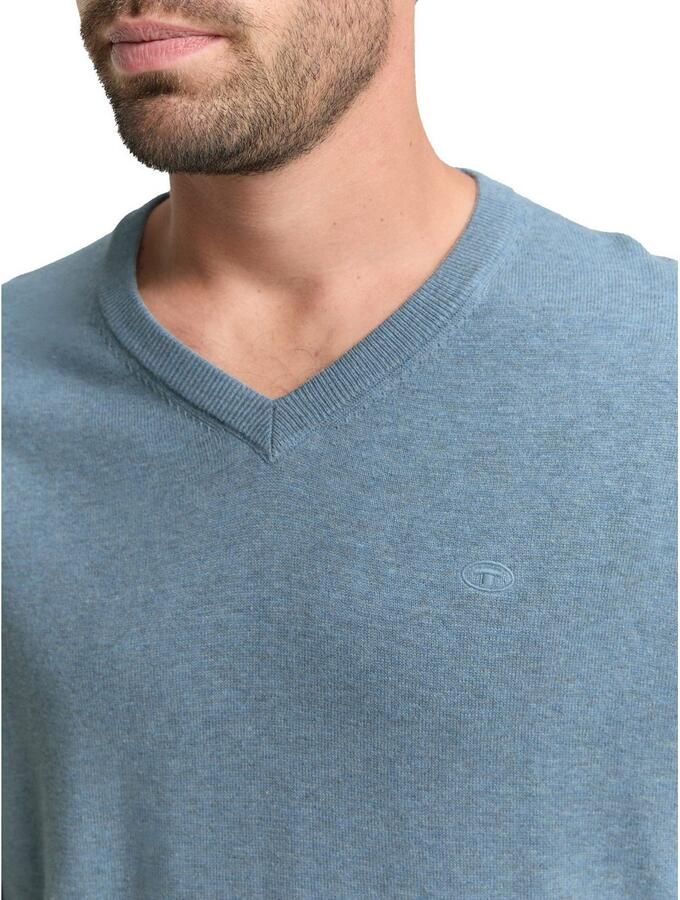 Tom Tailor Trui met V-hals met klein logoborduursel - Foto 3