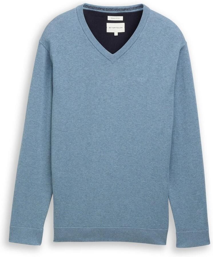 Tom Tailor Trui met V-hals met klein logoborduursel