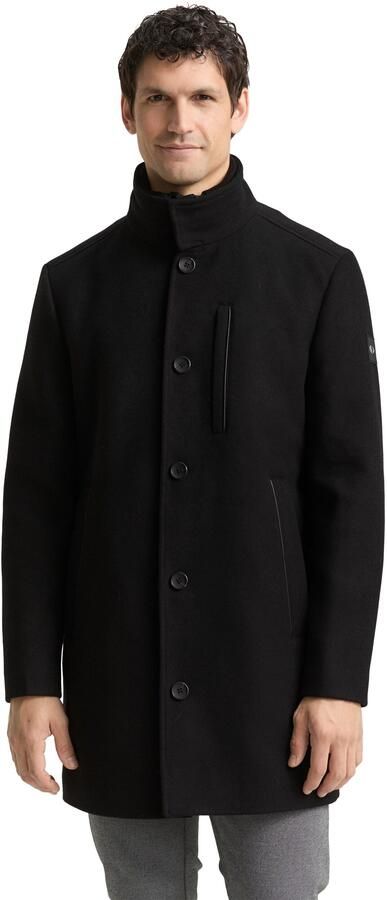 Tom Tailor Regular fit lange wollen jas met opstaande kraag - Foto 6