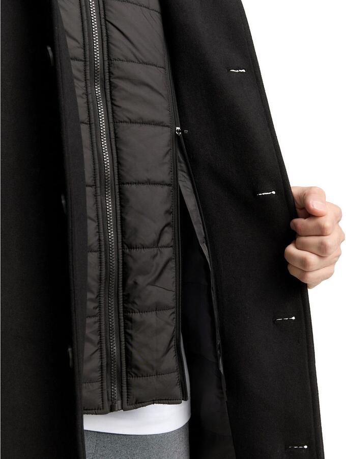 Tom Tailor Regular fit lange wollen jas met opstaande kraag - Foto 2