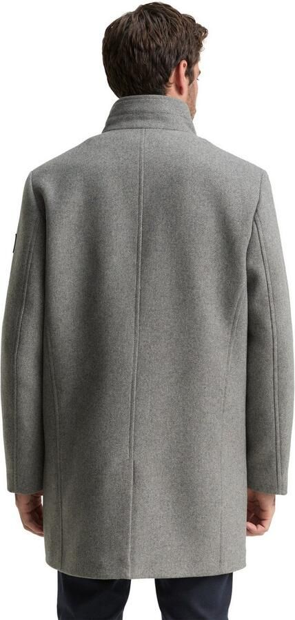 Tom Tailor Regular fit lange wollen jas met opstaande kraag - Foto 7