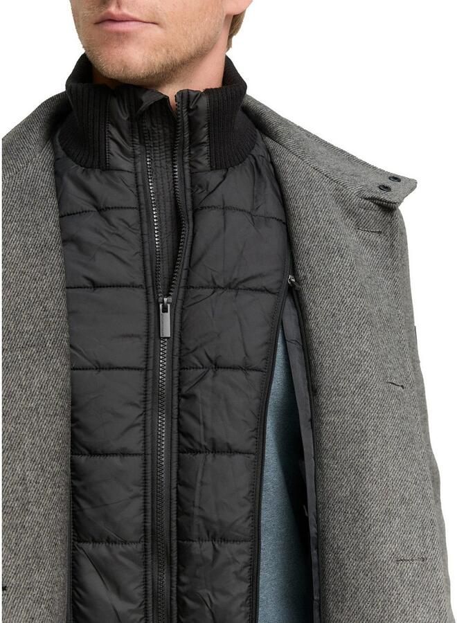 Tom Tailor Regular fit lange wollen jas met opstaande kraag - Foto 4