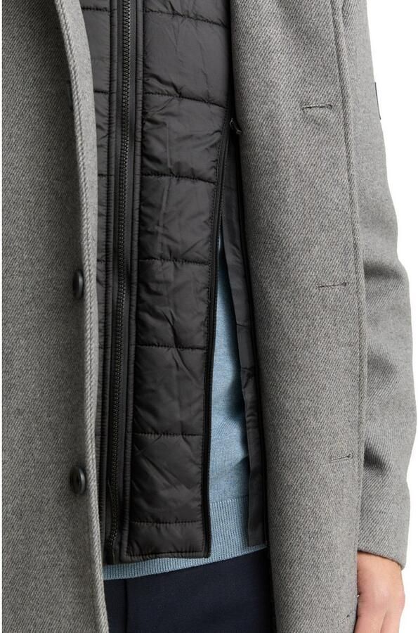 Tom Tailor Regular fit lange wollen jas met opstaande kraag - Foto 5