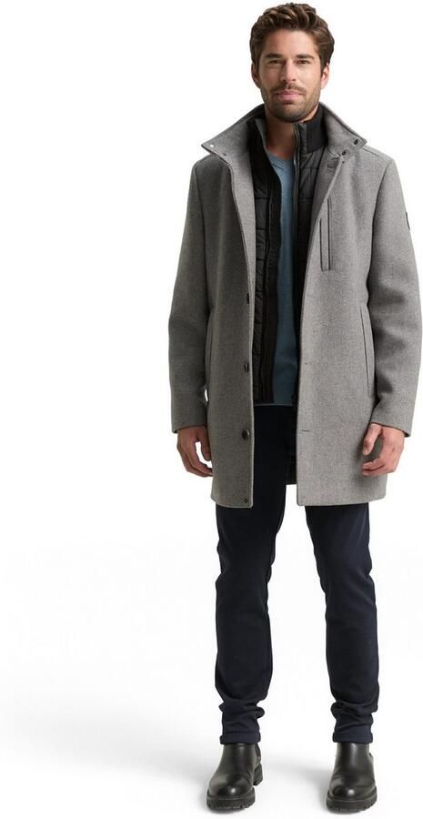 Tom Tailor Regular fit lange wollen jas met opstaande kraag - Foto 6