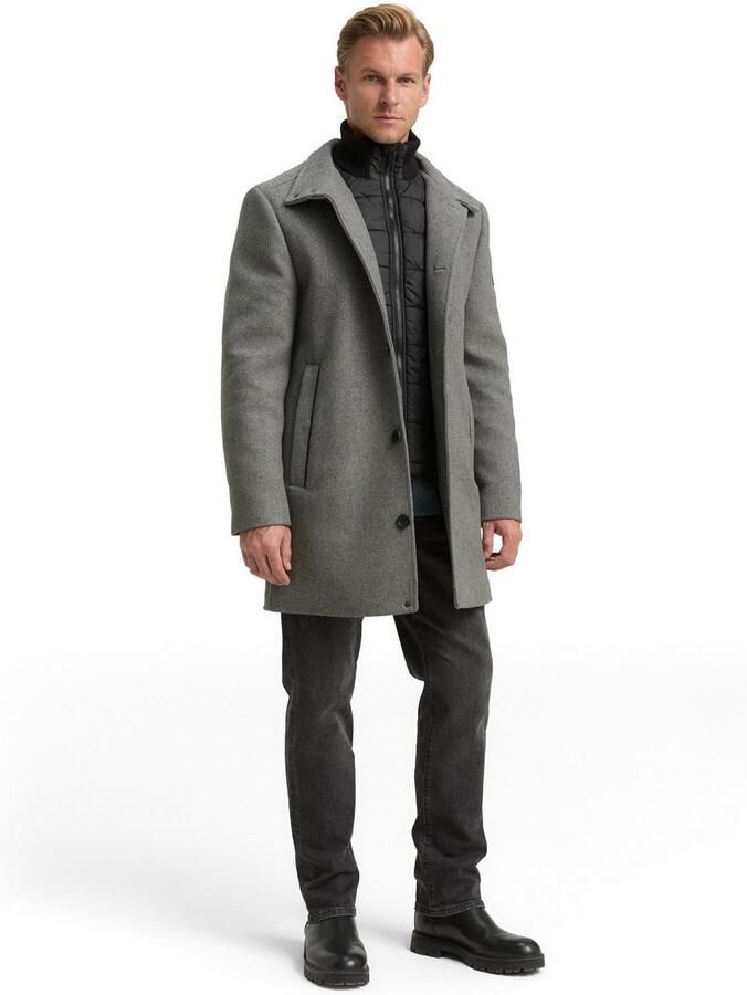 Tom Tailor Regular fit lange wollen jas met opstaande kraag - Foto 3