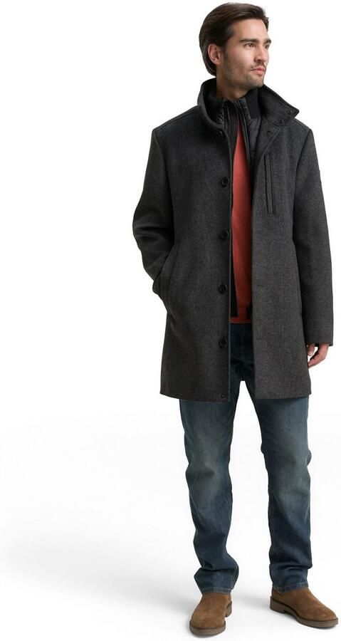 Tom Tailor Regular fit lange wollen jas met opstaande kraag - Foto 4