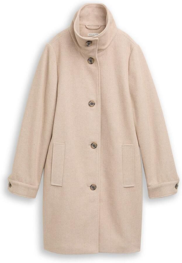 Tom Tailor Wollen jas met knoopsluiting en opstaande kraag - Foto 4