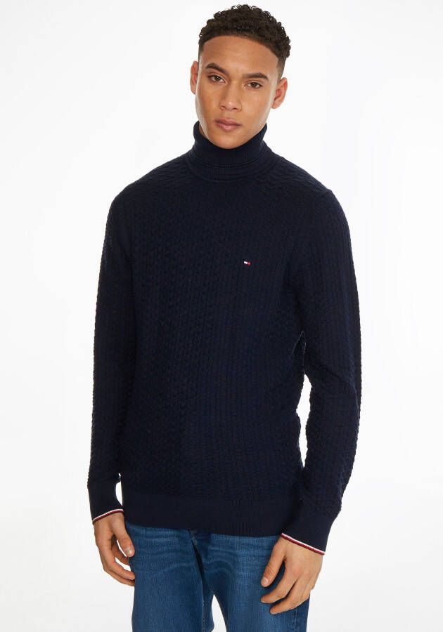Tommy Hilfiger Donkerblauwe Exaggerated Coltrui Neck Roll Structure