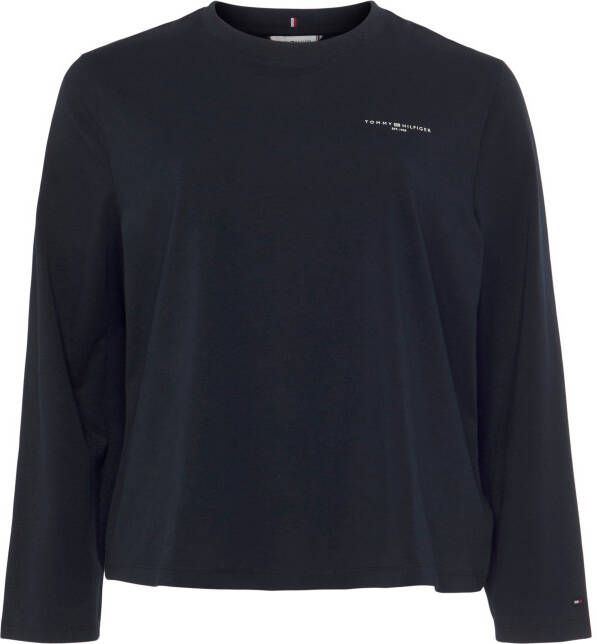 Tommy Hilfiger Curve Shirt met lange mouwen CRV 1985 REG MINI CORP C-NK LS PLUS SIZE CURVE met Tommy Hilfiger mini-logo