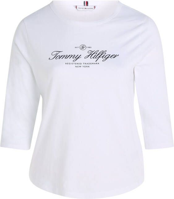 Tommy Hilfiger Curve Shirt met lange mouwen CRV SLIM SIGNATURE OPN NK 3 4SLV