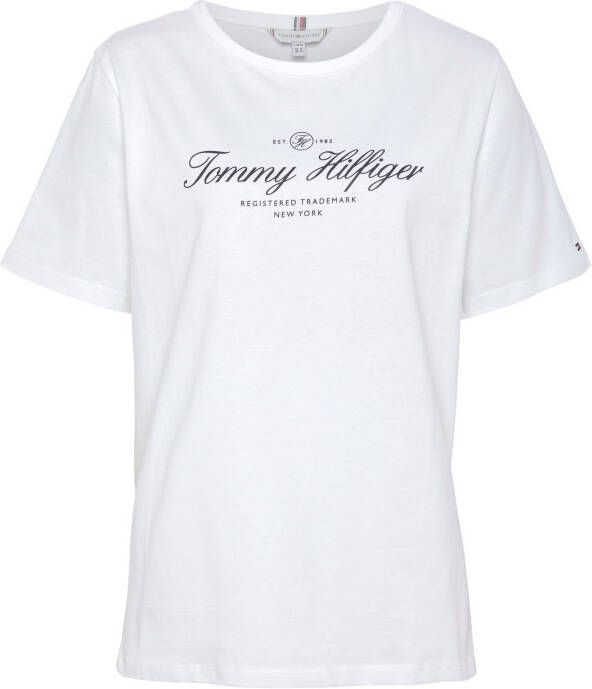 Tommy Hilfiger Curve Shirt met ronde hals CRV SLIM SIGNATURE C NK 1 2 SLV PLUS SIZE CURVE met het kenmerkende Tommy Hilfiger logo