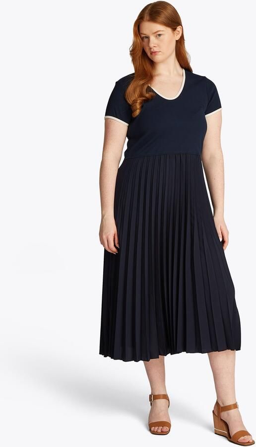 Tommy Hilfiger Curve Blousejurk CRV CONTRAST SOFT V-NK DRESS in grote maten met diepe ronde hals - Foto 6