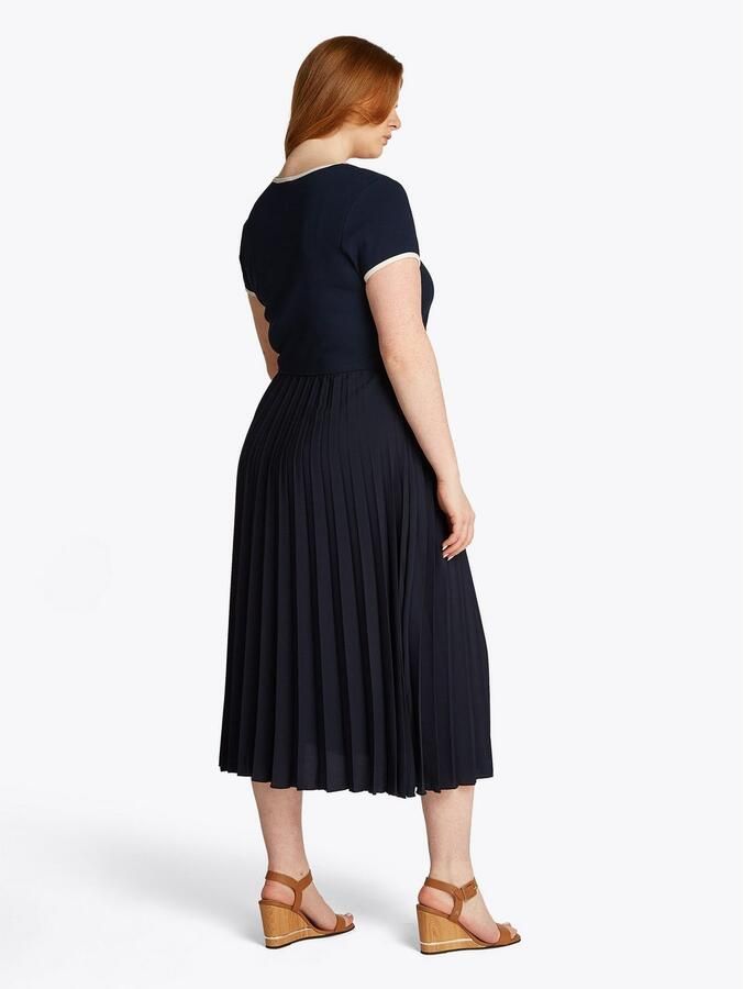 Tommy Hilfiger Curve Blousejurk CRV CONTRAST SOFT V-NK DRESS in grote maten met diepe ronde hals