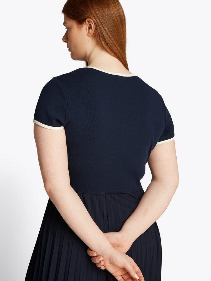 Tommy Hilfiger Curve Blousejurk CRV CONTRAST SOFT V-NK DRESS in grote maten met diepe ronde hals - Foto 3