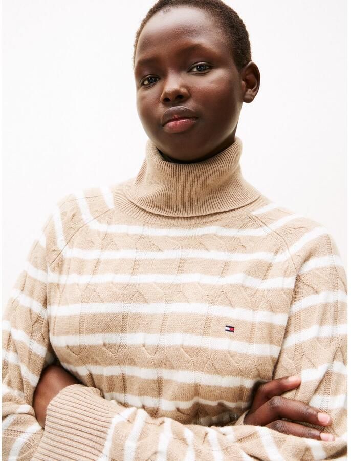 Tommy Hilfiger Curve Coltrui CRV SOFT WOOL CABLE ROLL-NK SWT in grote maten met kabelpatroon van zuiver wol - Foto 2