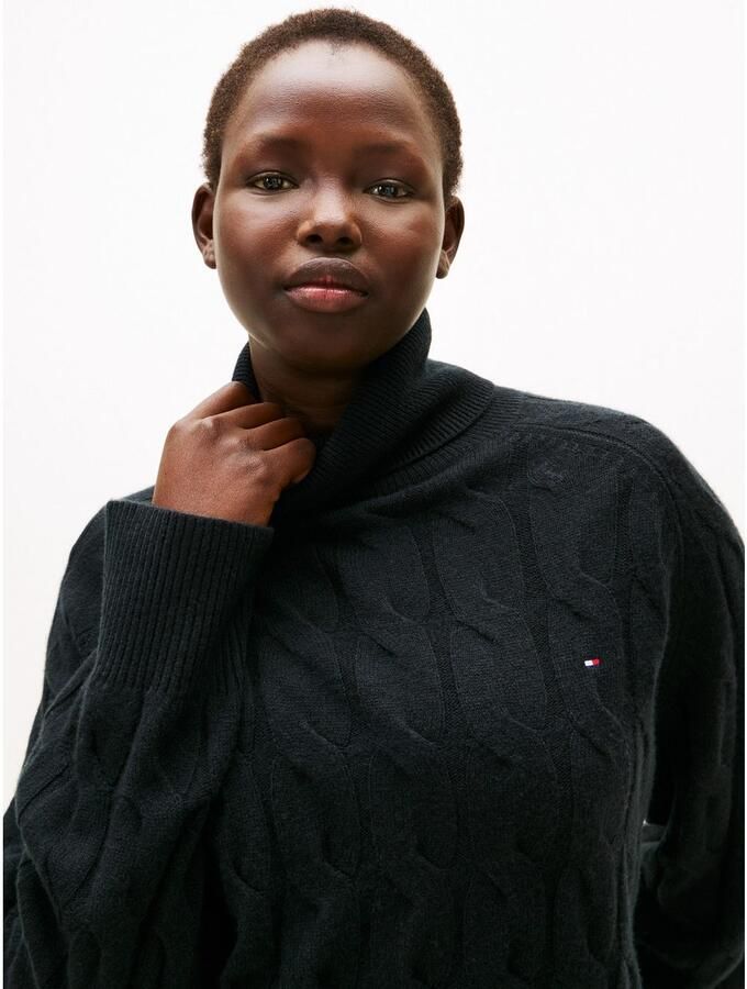 Tommy Hilfiger Curve Coltrui CRV SOFT WOOL CABLE ROLL-NK SWT in grote maten met kabelpatroon van zuiver wol - Foto 2