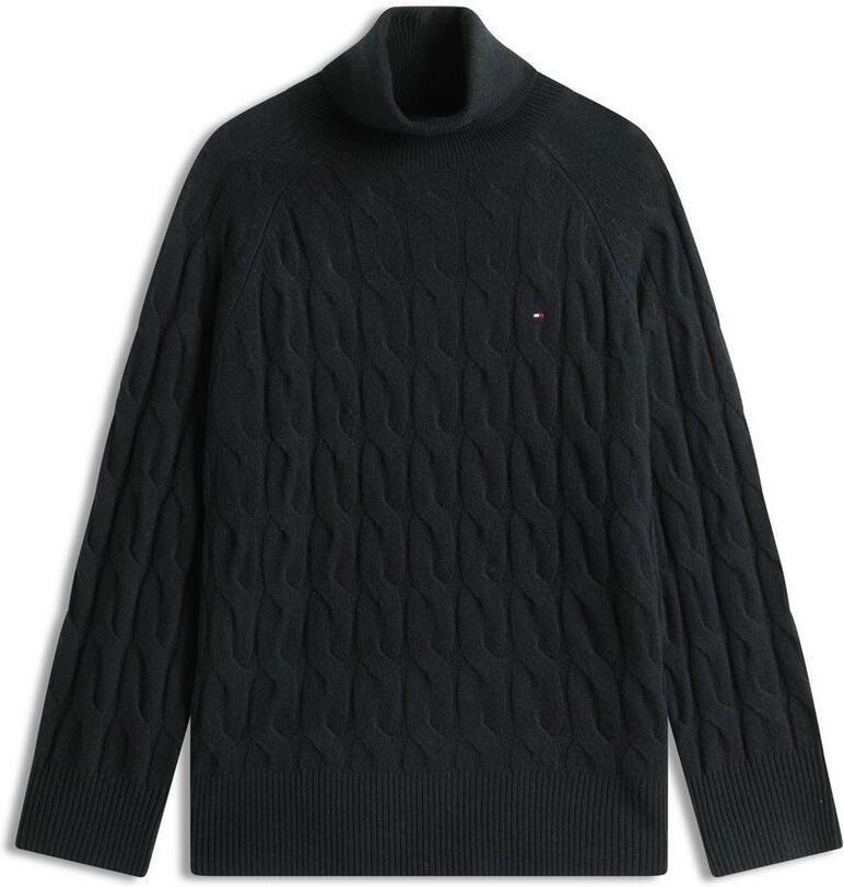 Tommy Hilfiger Curve Coltrui CRV SOFT WOOL CABLE ROLL-NK SWT in grote maten met kabelpatroon van zuiver wol