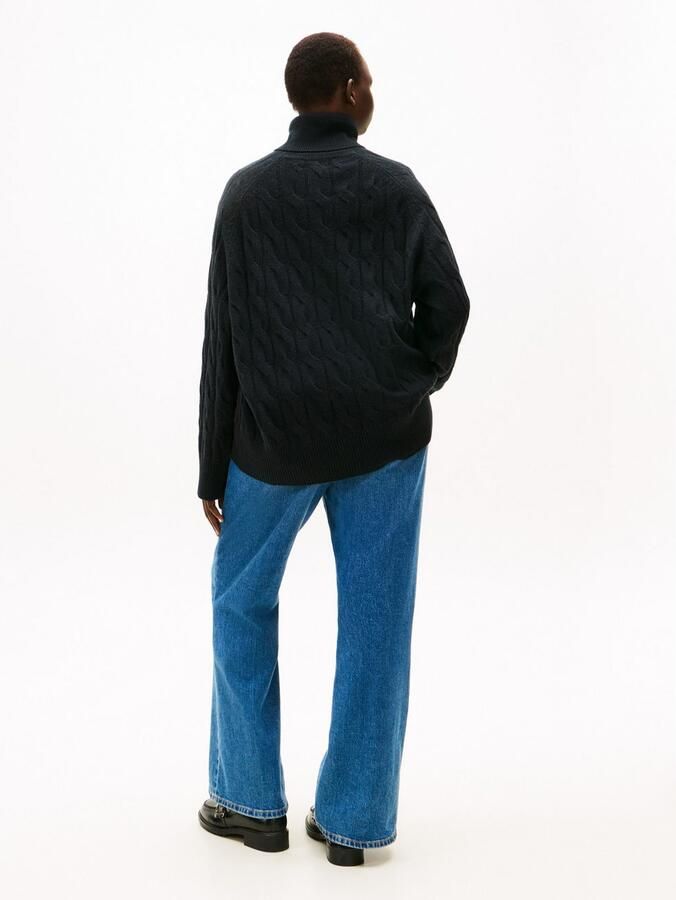 Tommy Hilfiger Curve Coltrui CRV SOFT WOOL CABLE ROLL-NK SWT in grote maten met kabelpatroon van zuiver wol - Foto 4