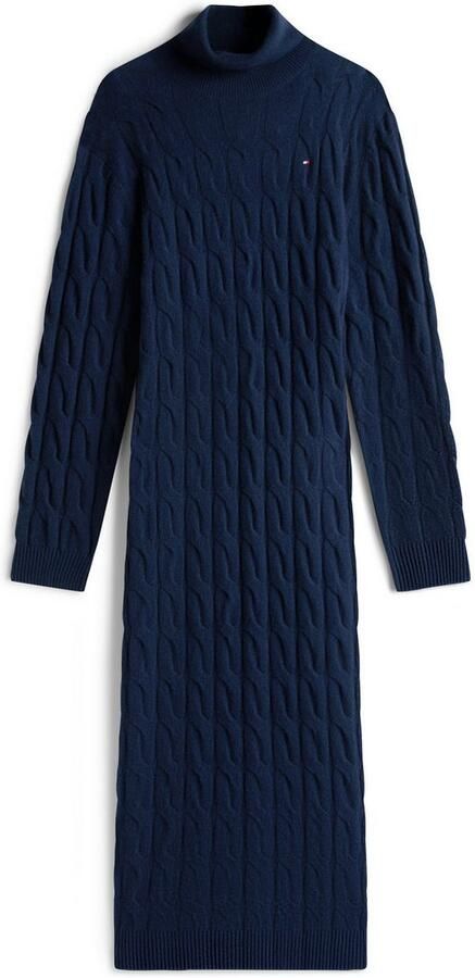 Tommy Hilfiger Curve Gebreide jurk CRV SOFT WOOL CABLE ROLL-NK DRS in grote maten met kabelpatroon van zuiver wol - Foto 4