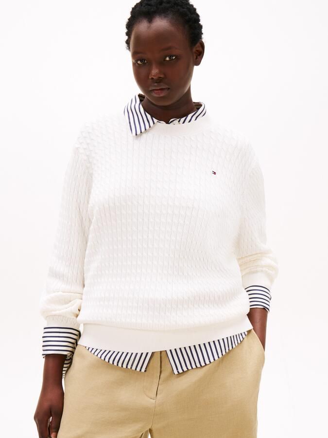 Tommy Hilfiger Curve Gebreide trui CRV CO CABLE FINE GG C-NK LS SWT - Foto 4