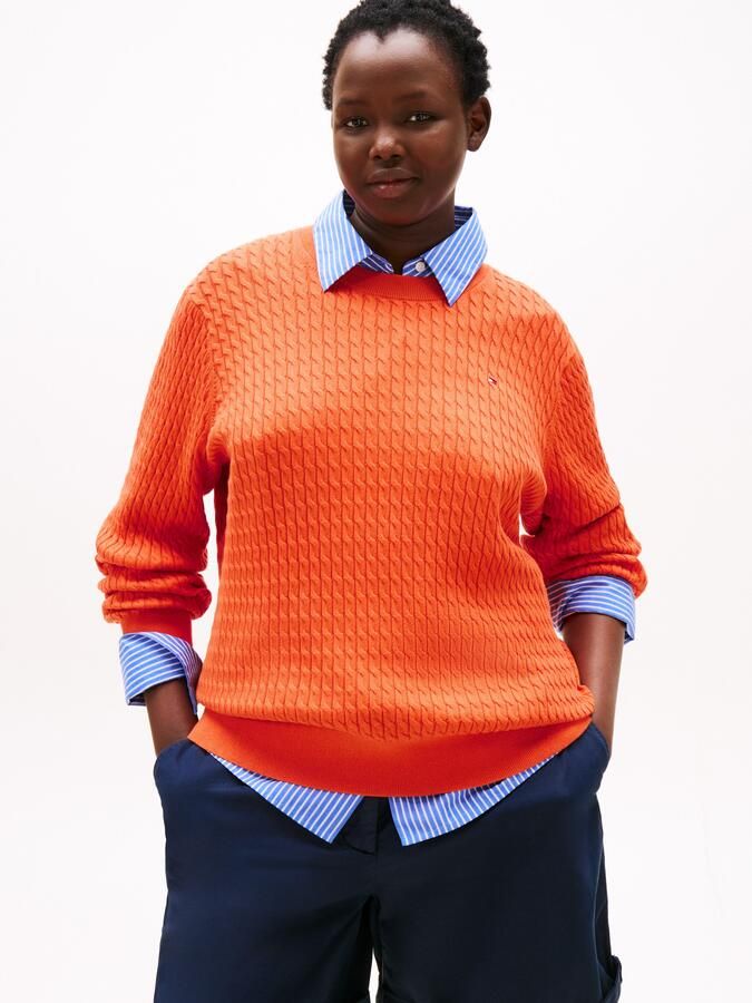 Tommy Hilfiger Curve Gebreide trui CRV CO CABLE FINE GG C-NK LS SWT - Foto 4