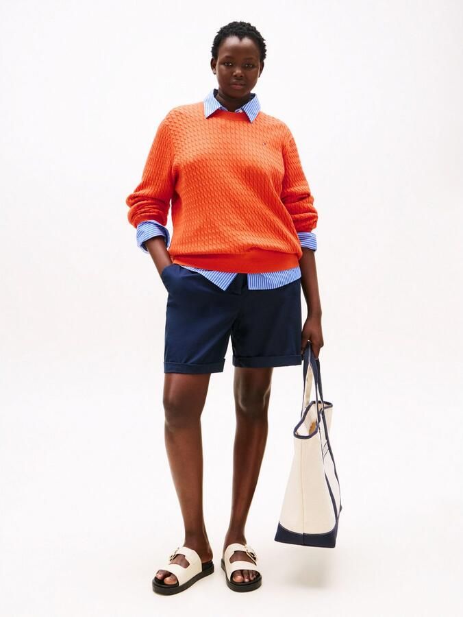 Tommy Hilfiger Curve Gebreide trui CRV CO CABLE FINE GG C-NK LS SWT - Foto 2