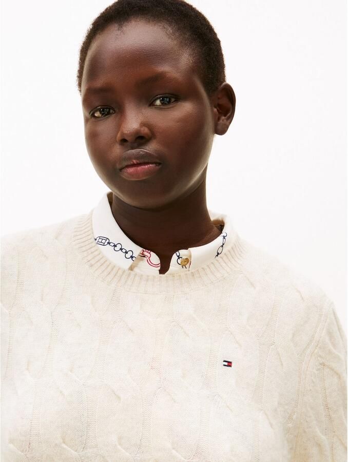 Tommy Hilfiger Curve Gebreide trui CRV SOFT WOOL CABLE C-NK LS SWT in grote maten met kabelpatroon van zuiver wol - Foto 2