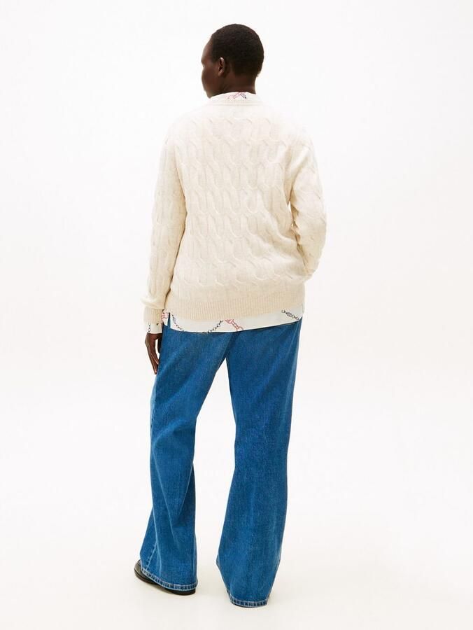 Tommy Hilfiger Curve Gebreide trui CRV SOFT WOOL CABLE C-NK LS SWT in grote maten met kabelpatroon van zuiver wol - Foto 3