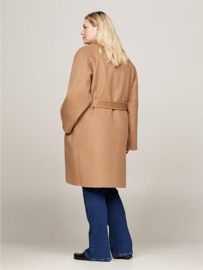 Tommy Hilfiger Curve Korte jas CRV REG DF WOOL BELTED COAT in grote maten met riem gestanste tommy-logo op de rug - Foto 2