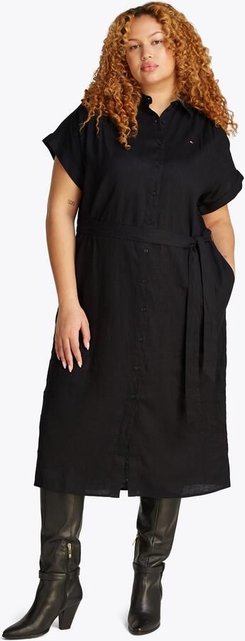 Tommy Hilfiger Curve Midi-jurk CRV ESS LI BELTED S S MIDI DRESS in grote maten met riem logo borduurwerk - Foto 5