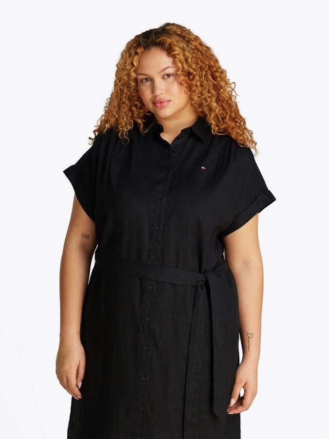 Tommy Hilfiger Curve Midi-jurk CRV ESS LI BELTED S S MIDI DRESS in grote maten met riem logo borduurwerk - Foto 3