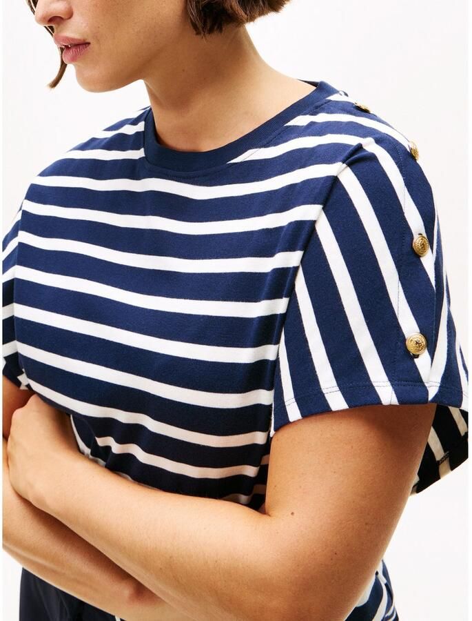 Tommy Hilfiger Curve Shirt met korte mouwen CRV GOLD BUTTON SS TEE - Foto 3